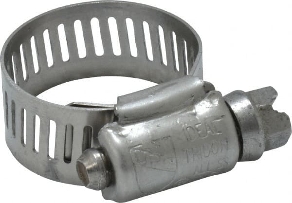 Worm Gear Clamp: SAE 10, 9/16 to 1-1/16" Dia, Stainless Steel Band