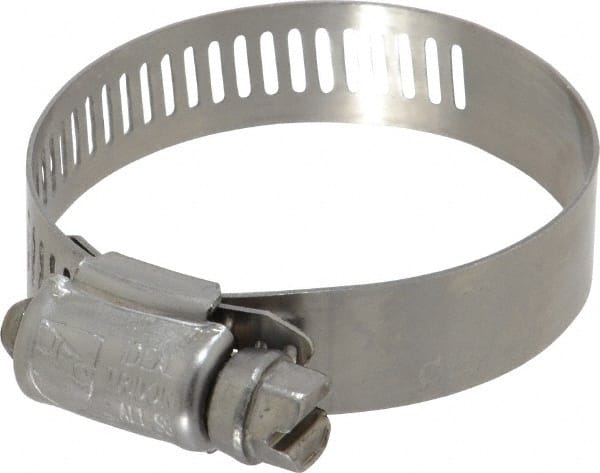 Worm Gear Clamp: SAE 24, 1-1/16 to 2" Dia, Stainless Steel Band