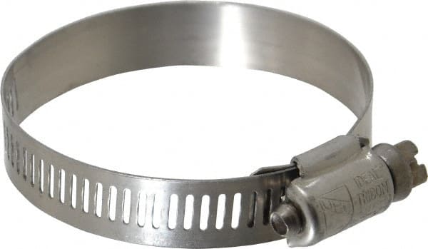 Worm Gear Clamp: SAE 32, 1-9/16 to 2-1/2" Dia, Stainless Steel Band