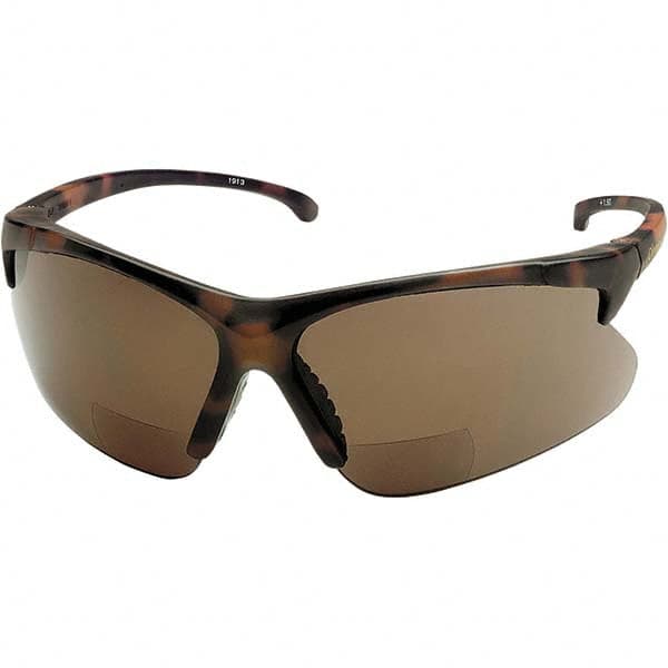 Magnifying Safety Glasses: +1.5, Brown Lenses, Scratch Resistant
