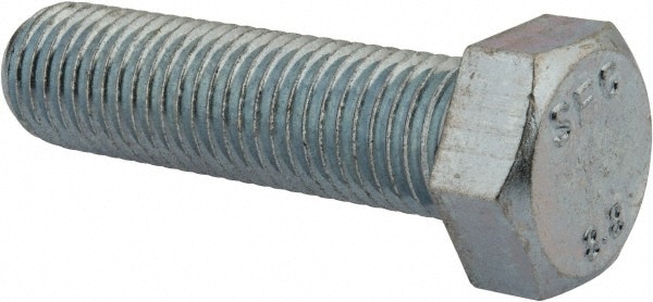 Hex Head Cap Screw: M20 x 2.50 x 75 mm, Grade 8.8 Steel, Zinc-Plated