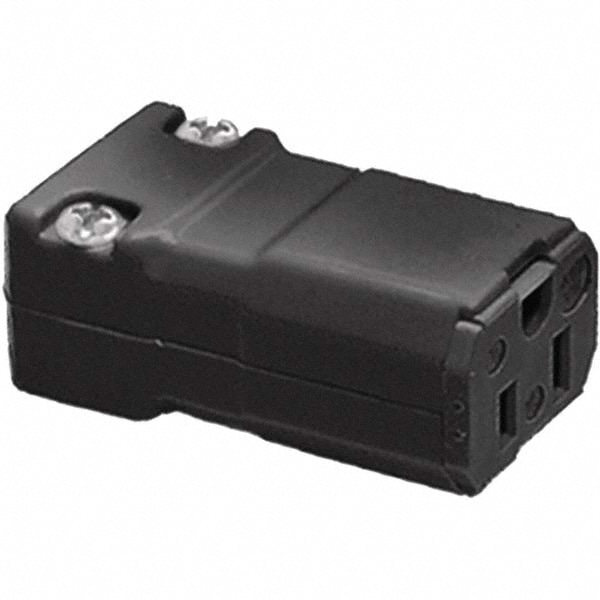 Hubbell Wiring Device-Kellems HBL5969VBLK Straight Blade Connector: Industrial, 5-15R, 125VAC, Black Image