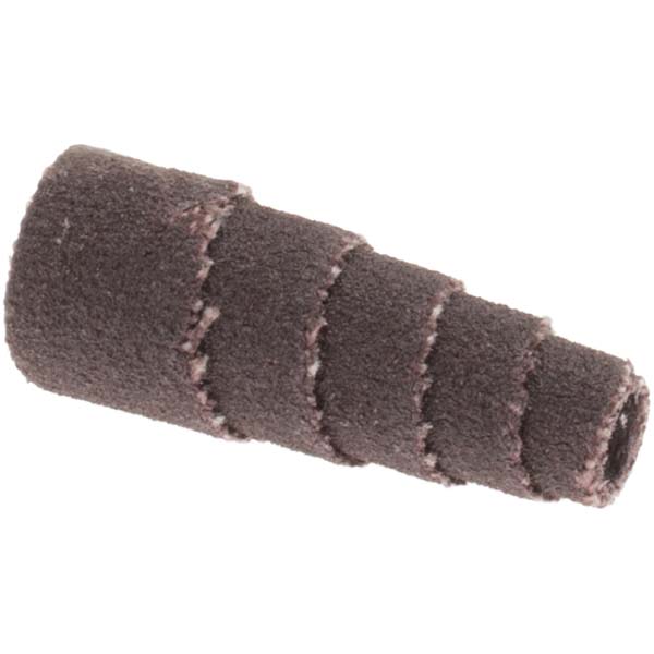 Merit Spiral Abrasive Roll, Full Taper, Aluminum Oxide, 3/16" Arbor, 1/8" Arbor, 1/2