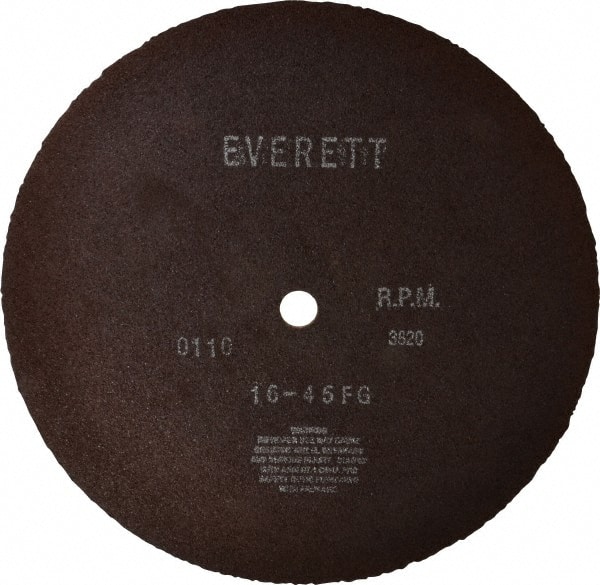 Everett 45FG-16 DRY Cut-Off Wheel: 16" Dia, 5/32" Thick, 1" Hole, Aluminum Oxide 