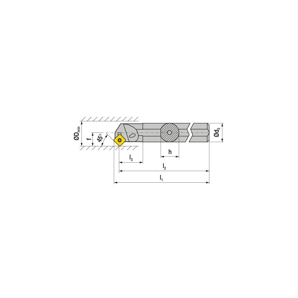 Ceratizit - Indexable Boring Bar: A40T SSSCR 12, 50.00 mm Min Bore, 45 ...