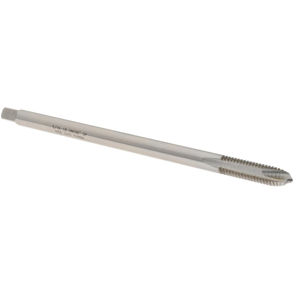 Extension Tap: 5/16-18, 2 Flutes, H3, High Speed Steel, Spiral Point