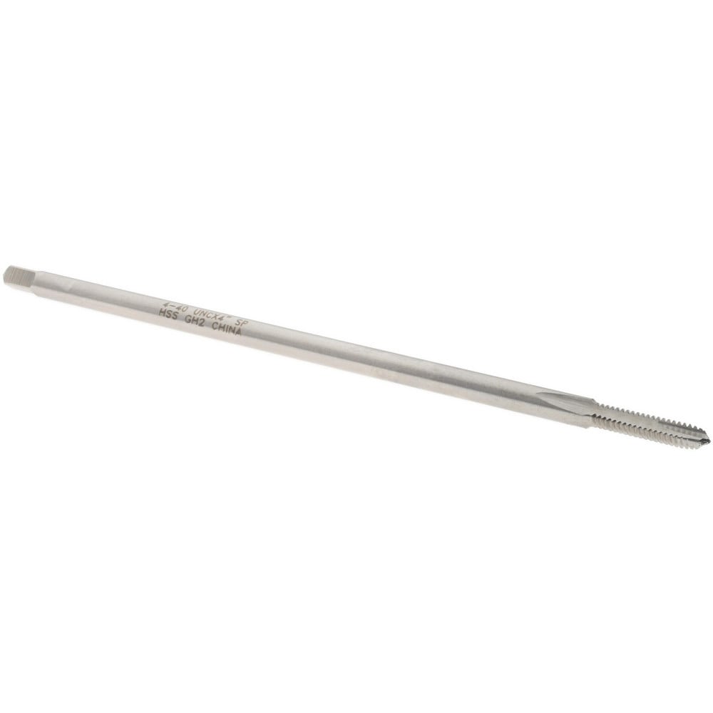 Extension Tap: 4-40, 2 Flutes, H2, Bright/Uncoated, High Speed Steel, Spiral Point