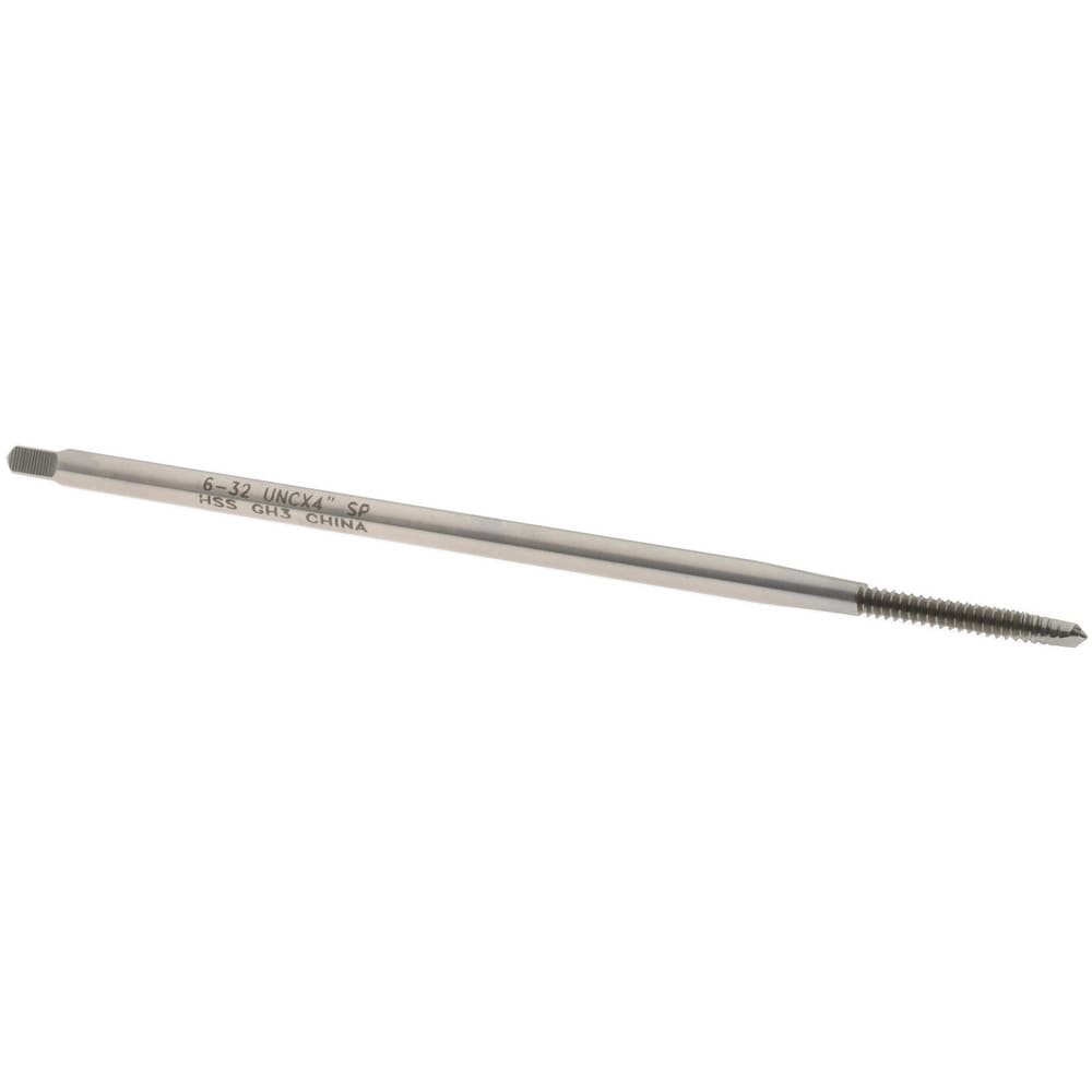 Extension Tap: 6-32, 2 Flutes, H3, Bright/Uncoated, High Speed Steel, Spiral Point