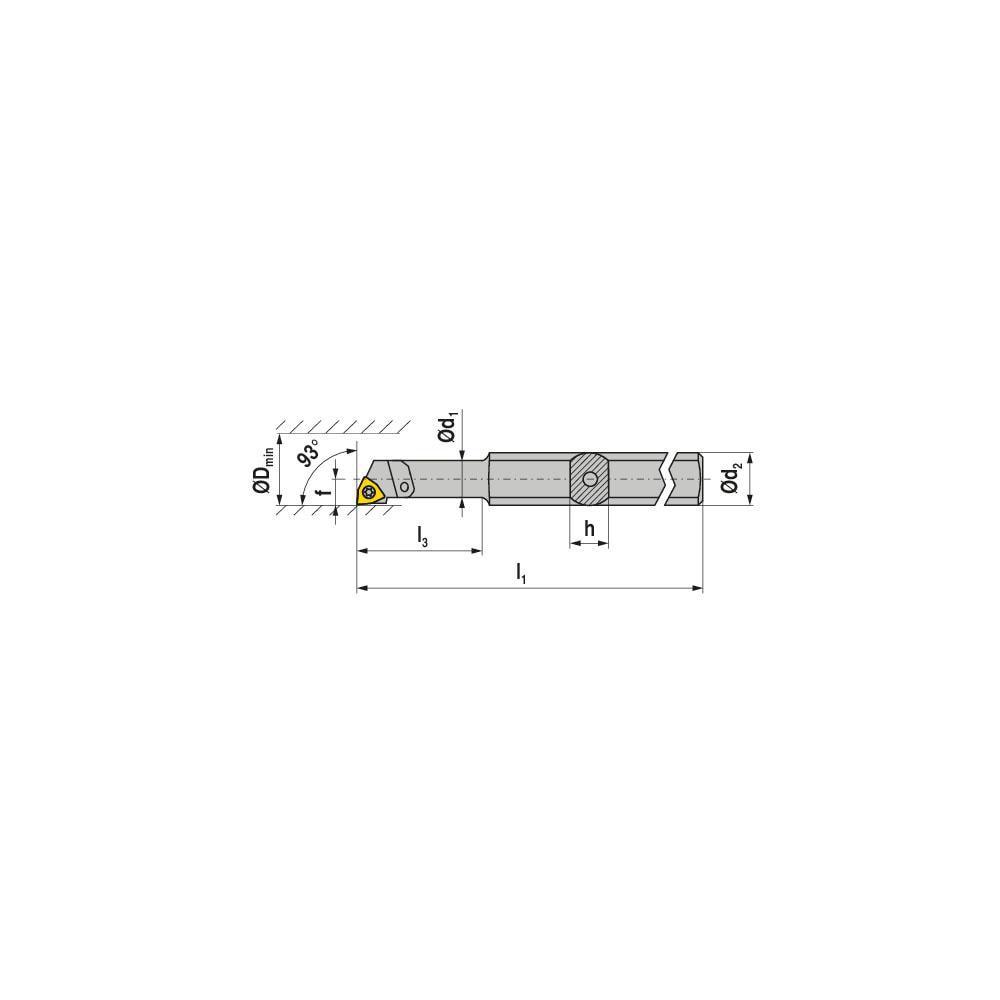 Ceratizit - Indexable Boring Bar: A0608H SWUCR 02, 7.80 mm Min Bore, 93 ...