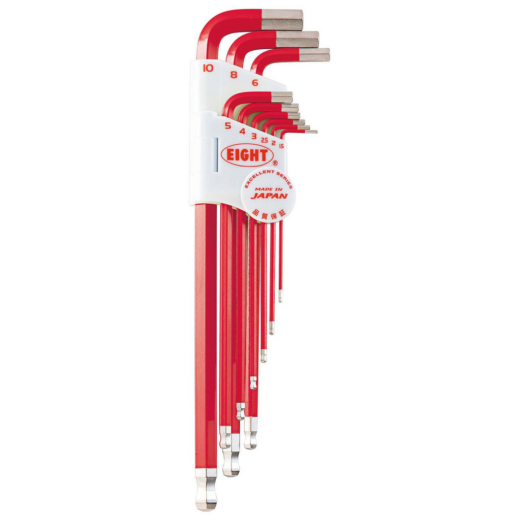 Eight Tool Hex Key Sets: Ball End: Yes; Handle Type: L-Handle, Color Coded; Measurement Type: Metric | Part #TLC-S9NRE