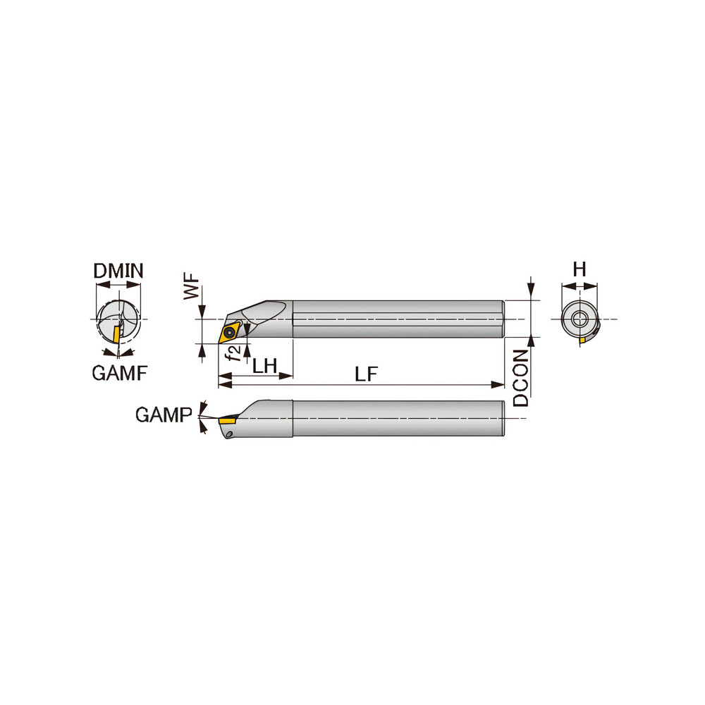 Tungaloy Indexable Boring Bar E12QSDQPL07D180, 18 mm Min Bore Dia
