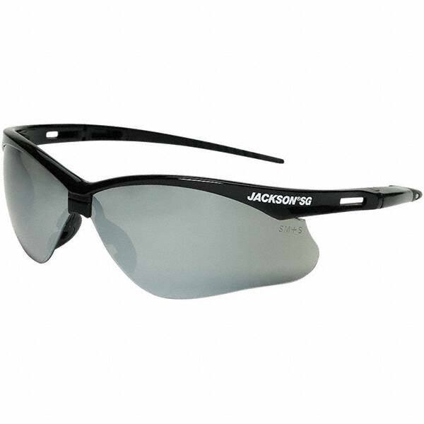 Safety Glass: Scratch-Resistant, Polycarbonate, Gray Lenses, Full-Framed, UV Protection