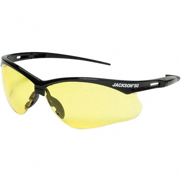 Safety Glass: Anti-Fog & Scratch-Resistant, Polycarbonate, Amber Lenses, Full-Framed, UV Protection