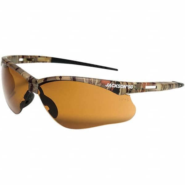 Safety Glass: Scratch-Resistant, Polycarbonate, Brown Lenses, Full-Framed, UV Protection