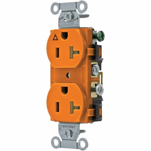 Bryant Electric CR20IG Straight Blade Duplex Receptacle: NEMA 5-20R, 20 Amps, Grounded 