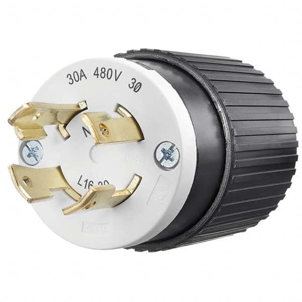 Bryant Electric 71630NP Locking Inlet: Plug, Industrial, L16-30P, 480V, Black & White 