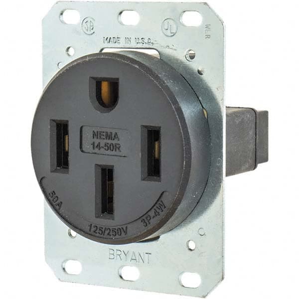 Bryant Electric 9450FR Straight Blade Single Receptacle: NEMA 14-50R, 50 Amps, Grounded 