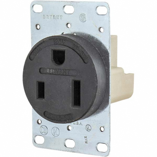Bryant Electric Straight Blade Single Receptacle NEMA 550R, 50 Amps