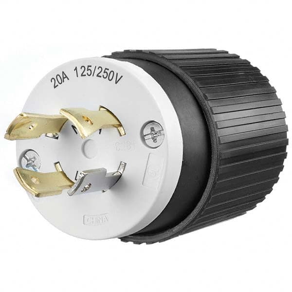 Bryant Electric 71420NP Locking Inlet: Plug, Industrial, L14-20P, 125 & 250V, Black & White 