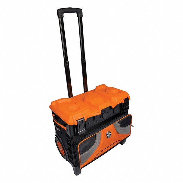 Rolling Tool Bag: 19 Pocket, 15-2/5" Wide, 21-4/5" Deep, 22-1/2" High - Ballistic Nylon