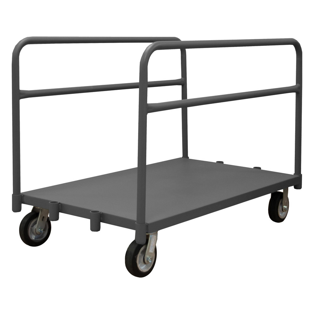 Adjustable Panel Truck: Steel Platform, 30" Platform Width, 51-5/16" Platform Length - (2) Rigid & (2) Swivel, Rigid & Swivel Mold-On Rubber Casters, Removable Handle