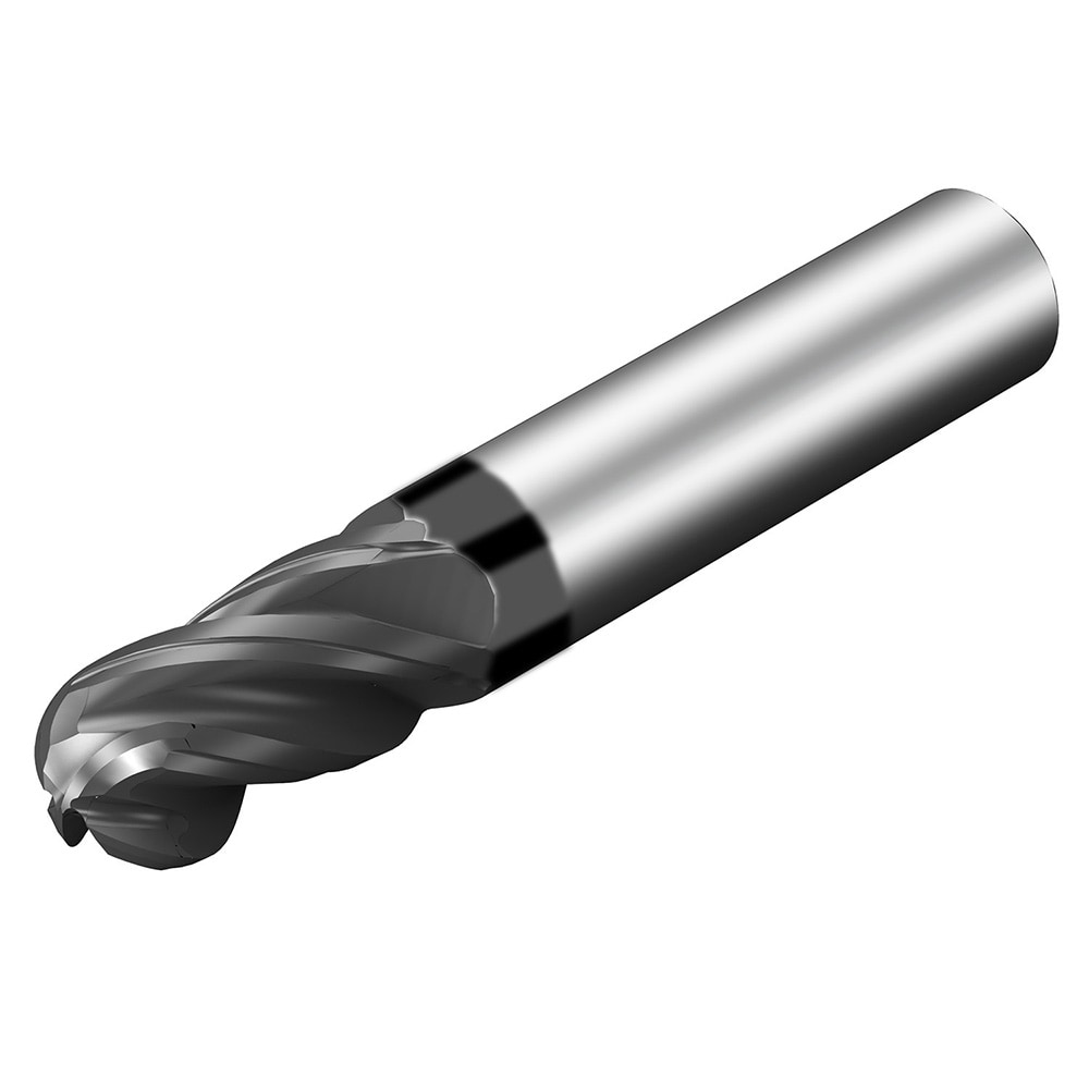 Sandvik Coromant 8045826 Ball End Mill: 0.125" Dia, 0.5" LOC, 4 Flute, Solid Carbide 