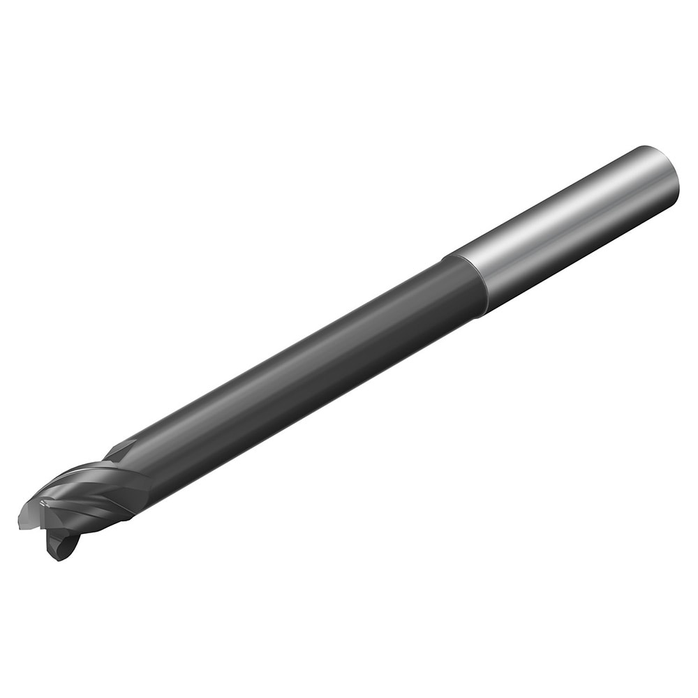 Corner Radius End Mill: 1/4" Dia, 3/8" LOC, 0.018" Radius, 3 Flutes, Solid Carbide