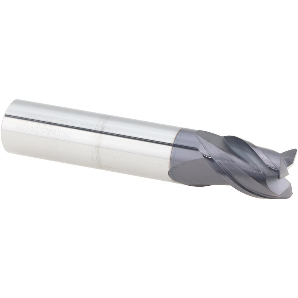 Corner Radius End Mill: 3/8" Dia, 1/2" LOC, 0.0180" Radius, 3 Flute, Solid Carbide