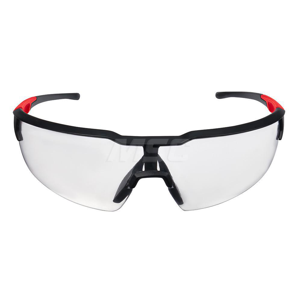 Safety Glasses: Anti-Fog & Scratch-Resistant, Polycarbonate, Clear Lenses, Half-Framed - Black Frame, Non-Adjustable Temples, Series 48-73-201, ANSI Z87.1+
