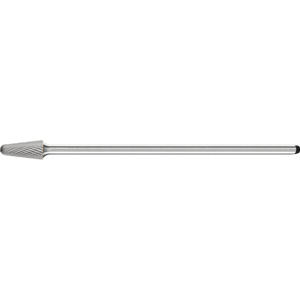 PFERD SL-4L6, 1/2" Cut Diam, 1/4" Shank Diam, Carbide Double Cut Taper w/ Radius End Burr - 7-3/16" OAL, Radius End | Part #26232