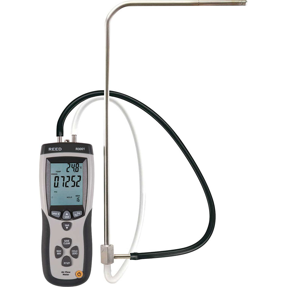 Airflow Meters & Thermo-Anemometers; Maximum Air Velocity ft/min (Feet): 15733; Min Air Velocity ft/min (Feet): 200; Min Air Velocity km/hr: 1.000; Min Air Velocity knots: 2.000; Min Air Velocity mph: 2.2400; Maximum Air Velocity km/hr: 288.0; Maximum Air Velocity Knots: 154.6