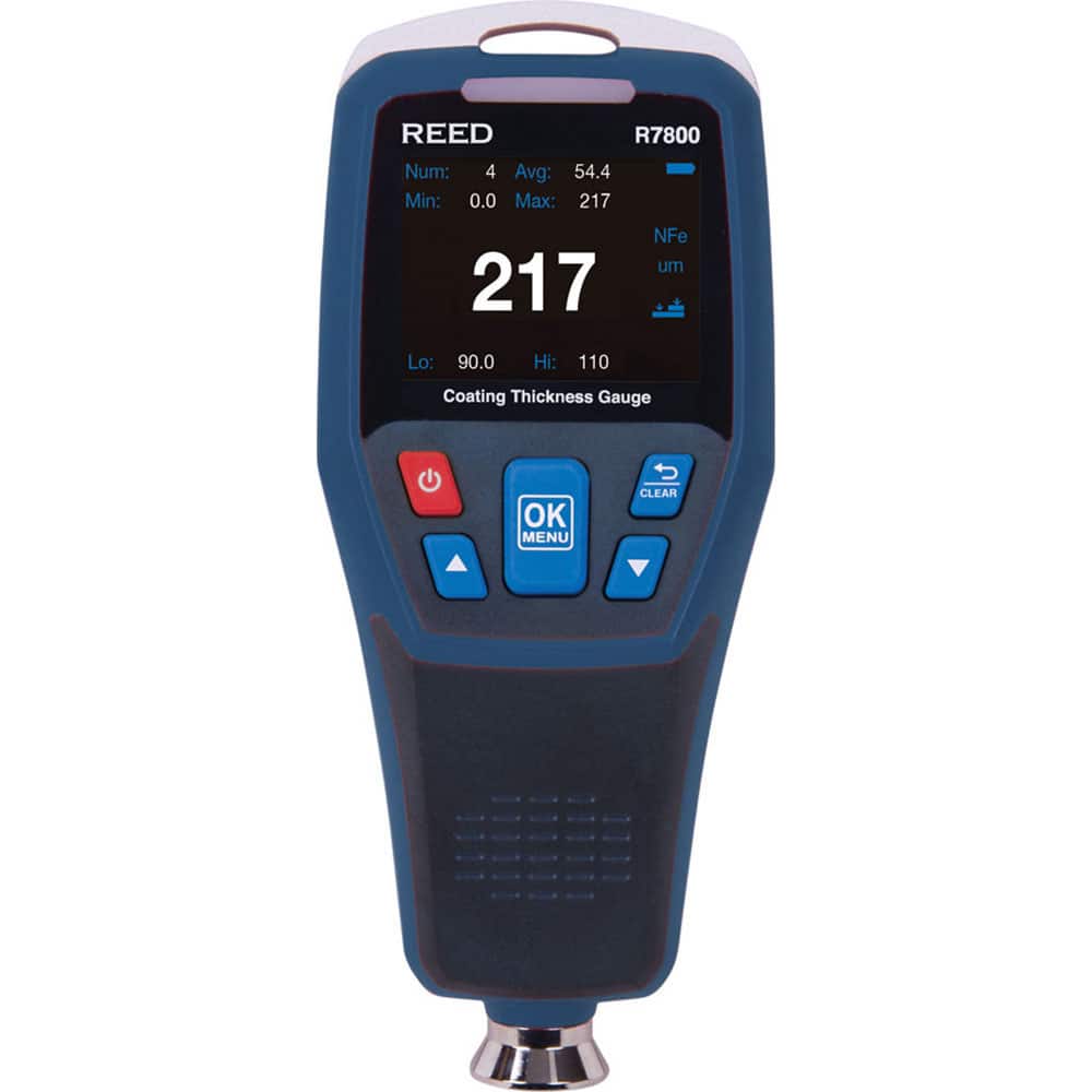REED Instruments R7800 Coating Thickness Gages; Maximum Thickness Measurement (micro m): 1250.00 ; Maximum Thickness Measurement (mil): 49.20 ; Minimum Thickness Measurement (micro m): 0.00 ; Minimum Thickness Measurement (mil): 0.10 