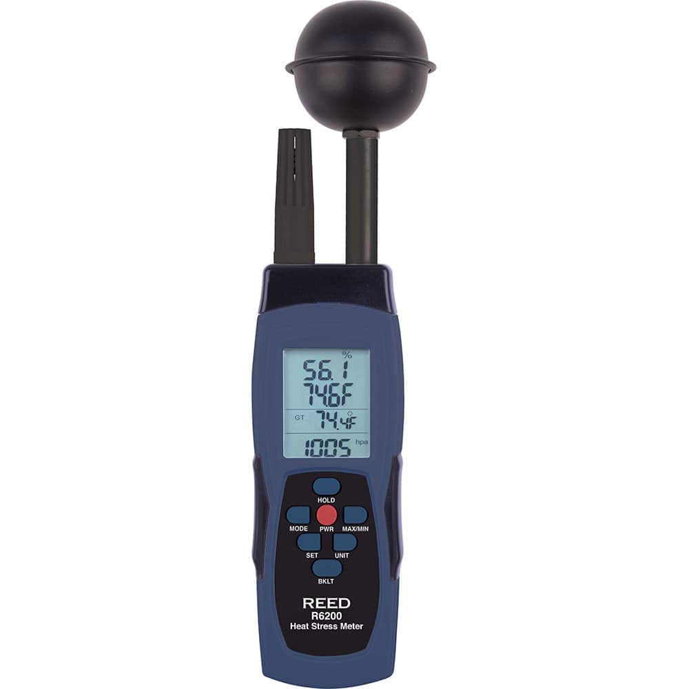 REED Instruments R6200 Thermometer/Hygrometers & Barometers; Minimum Relative Humidity (%): 5 ; Maximum Relative Humidity (%): 95.00 ; Minimum Temperature (C): 0.00 ; Minimum Temperature (F): 32.000 ; Maximum Temperature (C): 50.00 ; Maximum Temperature (F): 122.000 