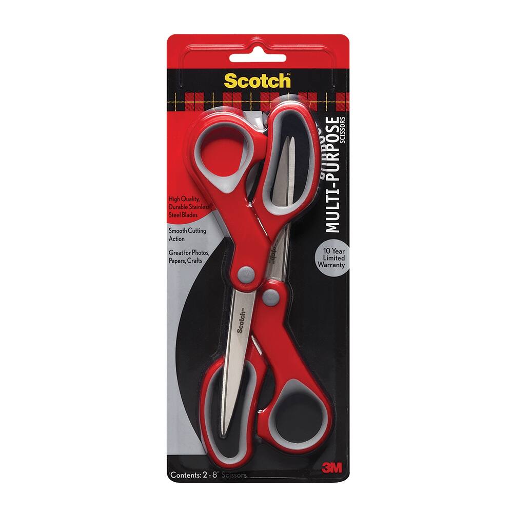 Scissors & Shears; Blade Material: Stainless Steel ; Handle Material: Plastic ; Length of Cut (Inch): 8 ; Handle Style: Comfort Grip ; Handedness: Ambidextrous ; Overall Length Range: 6" - 8.9"