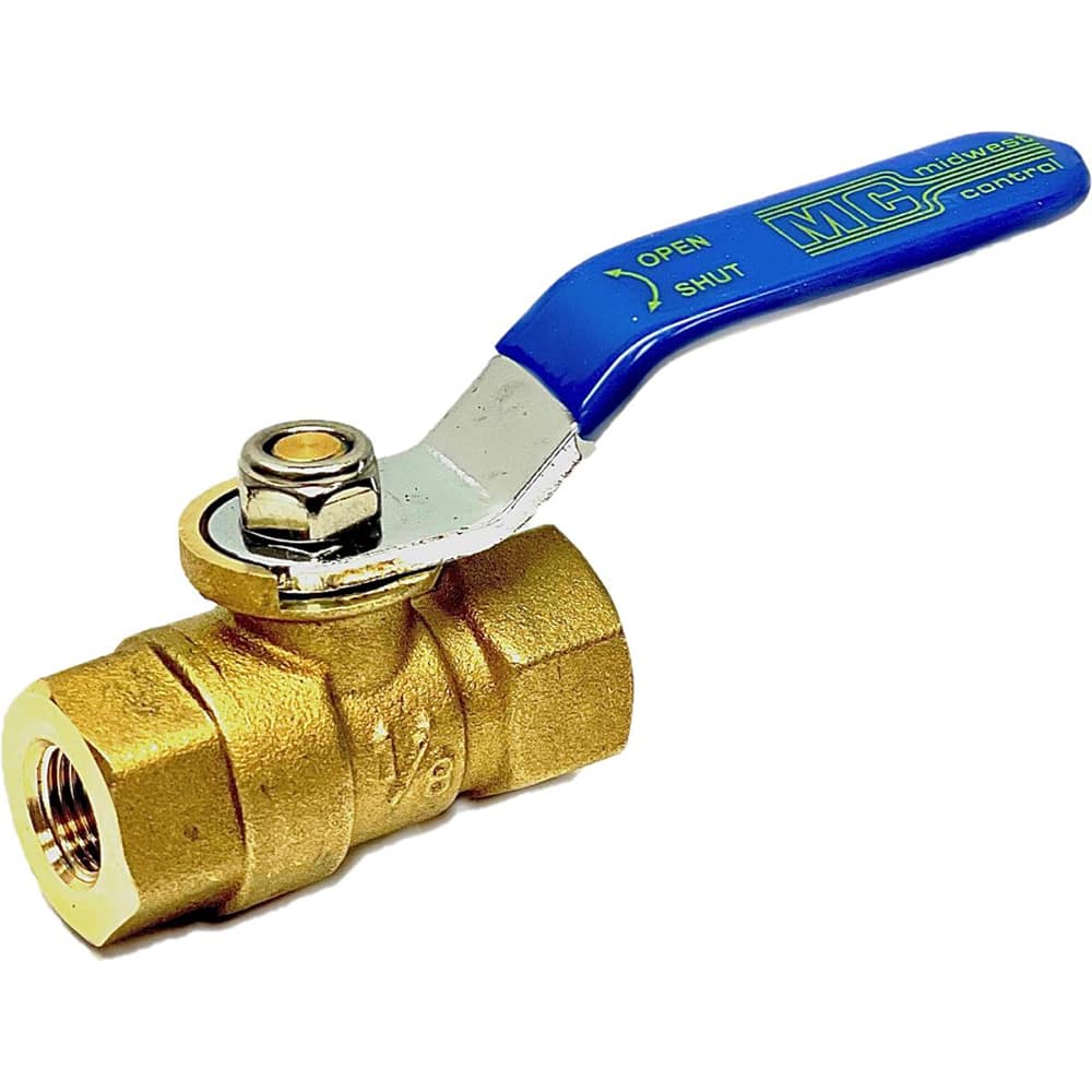 Compact Manual Ball Valve: 1/8" Pipe, Full Port, Brass
