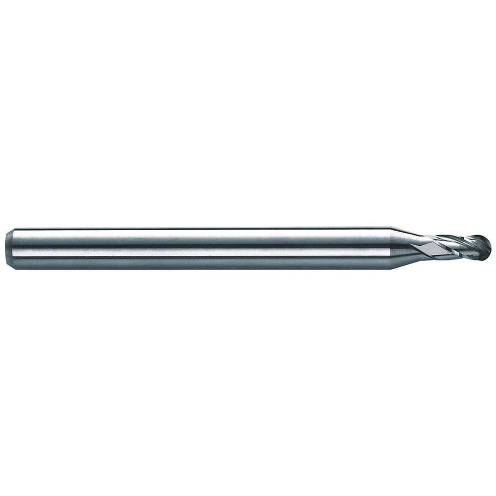 Ball End Mill: 0.093" Dia, 0.744" LOC, 4 Flute, Solid Carbide