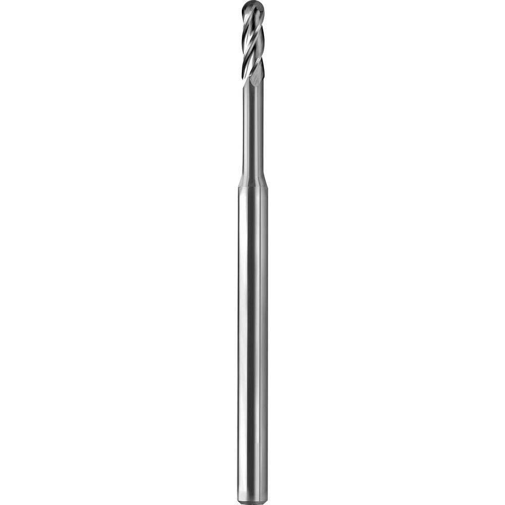 Ball End Mill: 1/8" Dia, 0.3600" LOC, 4 Flute, Solid Carbide