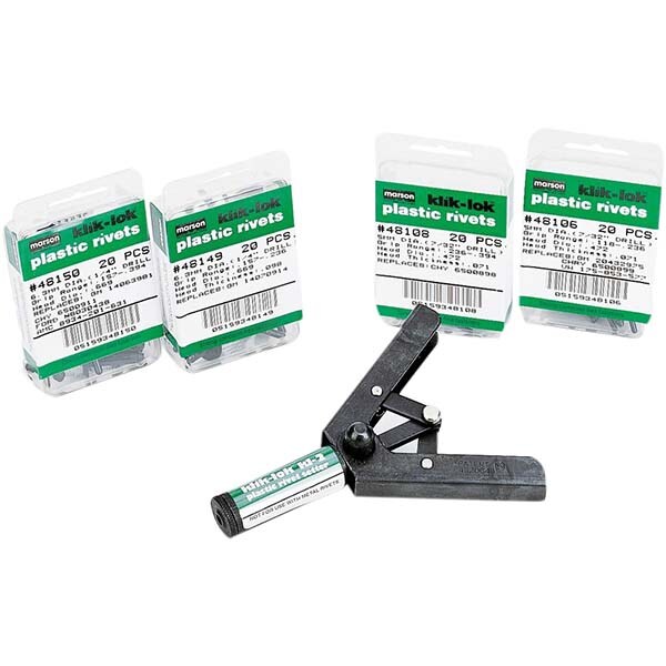 Hand Riveters; Type: Hand Riveter ; Rivet Capacity Range (Inch): 3/32 - 1/4 ; Supplied With: Nosepieces; Wrench ; Steel Rivet Capacities (Inch): 3/32, 1/8, 5/32, 3/16, 1/4 ; Stainless Steel Rivet Capacities (Inch): 3/32, 1/8, 5/32, 3/16, 1/4