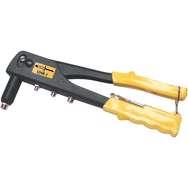 Hand Riveters; Type: Hand Riveter ; Rivet Capacity Range (Inch): 5/32 - 3/16 ; Supplied With: Nosepieces; Wrench ; Steel Rivet Capacities (Inch): 3/32, 1/8, 5/32, 3/16 ; Stainless Steel Rivet Capacities (Inch): 3/32, 1/8, 5/32