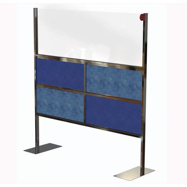 Stationary Modular Traffic Rail & Safety Barrier Partition: 72" OAW, 75" OAH, Steel & Polycarbonate