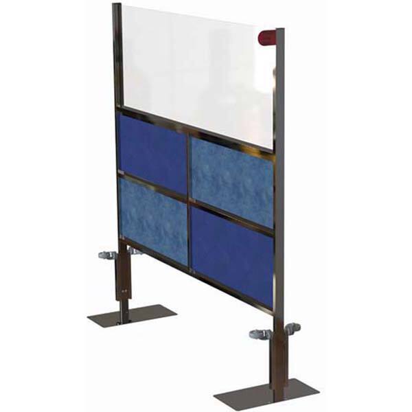Mobile Traffic Rail & Safety Barrier Partition: 72" OAW, 75" OAH, Steel & Polycarbonate