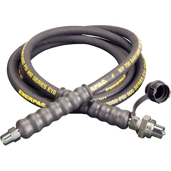 Hydraulic Pump Hose: 3/8" ID, 10' OAL, Rubber (Coated) & Steel (Wire Braid)