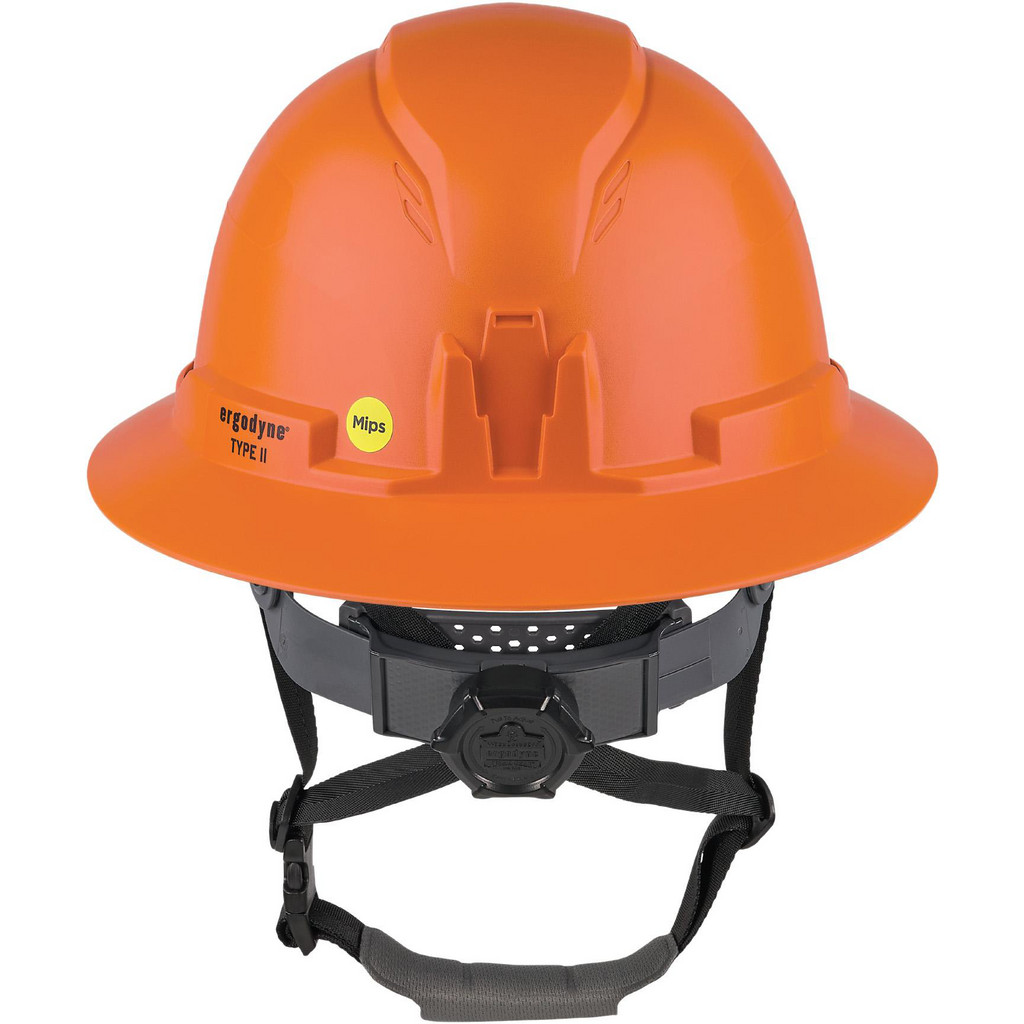 Ergodyne Hard Hat Full Brim Type II Class E 6Point Suspension  Orange Polycarbonate  ABS Head Protection For All Jobsite Applications
