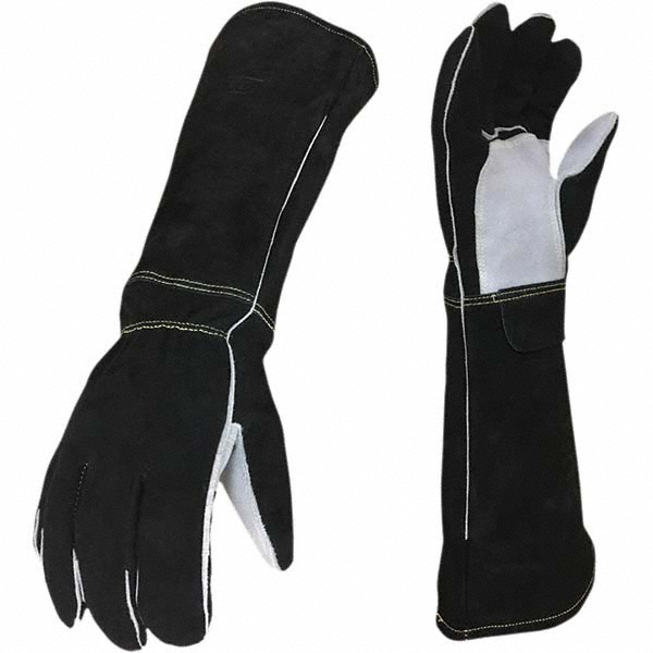 Welding Gloves: ironClad Size X-Large, Elk Split Leather, Pair, for Stick - Black, 19" OAL