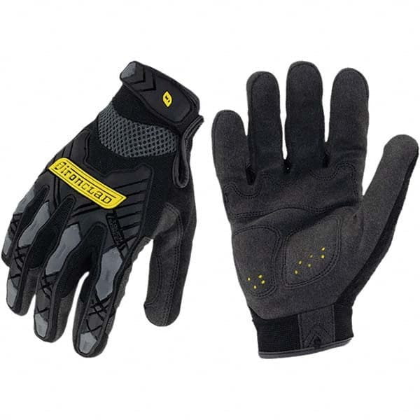 Impact-Resistant Gloves: Size Large, ANSI Puncture 3, Suede & Polyester Lined, Suede & Polyester