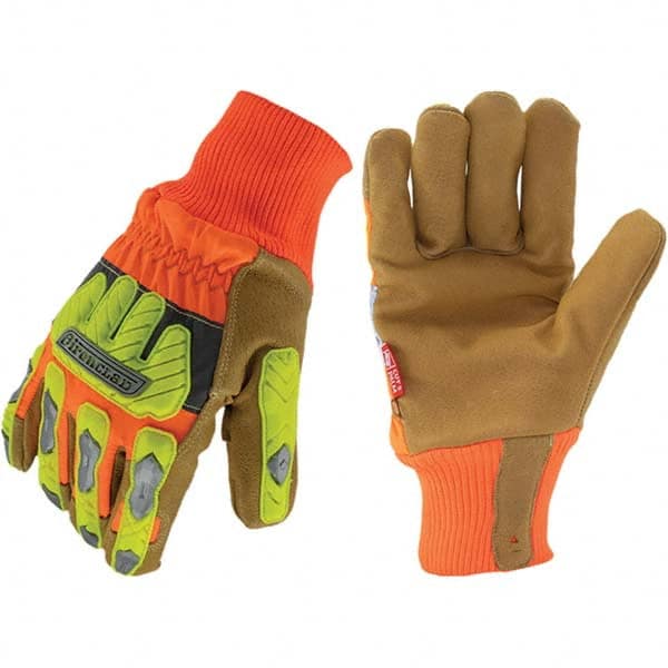 Cut-Resistant Gloves: Size 2X-Large, ANSI Puncture 5, Leather Lined, Leather