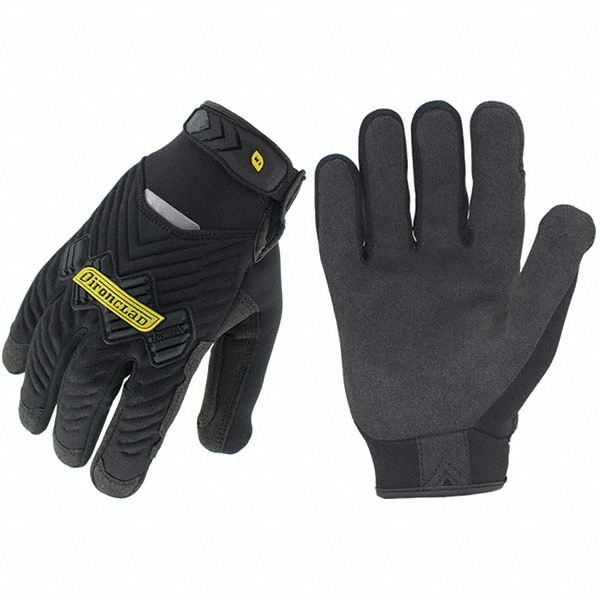 Cut, Puncture & Abrasion-Resistant Gloves: ironClad IEX-NMTW, ANSI Cut A2, ANSI Puncture 3, ANSI Abrasion 3, Size Large - Synthetic Leather: Black, Suede Grip, Pair