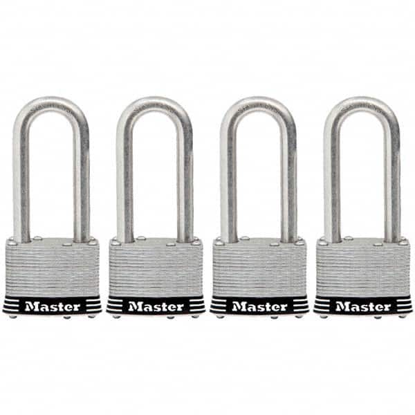 Master Lock 5SSQLJHC Padlock: Laminated Steel, Keyed Alike, 4-3/8" High, 2" Wide 