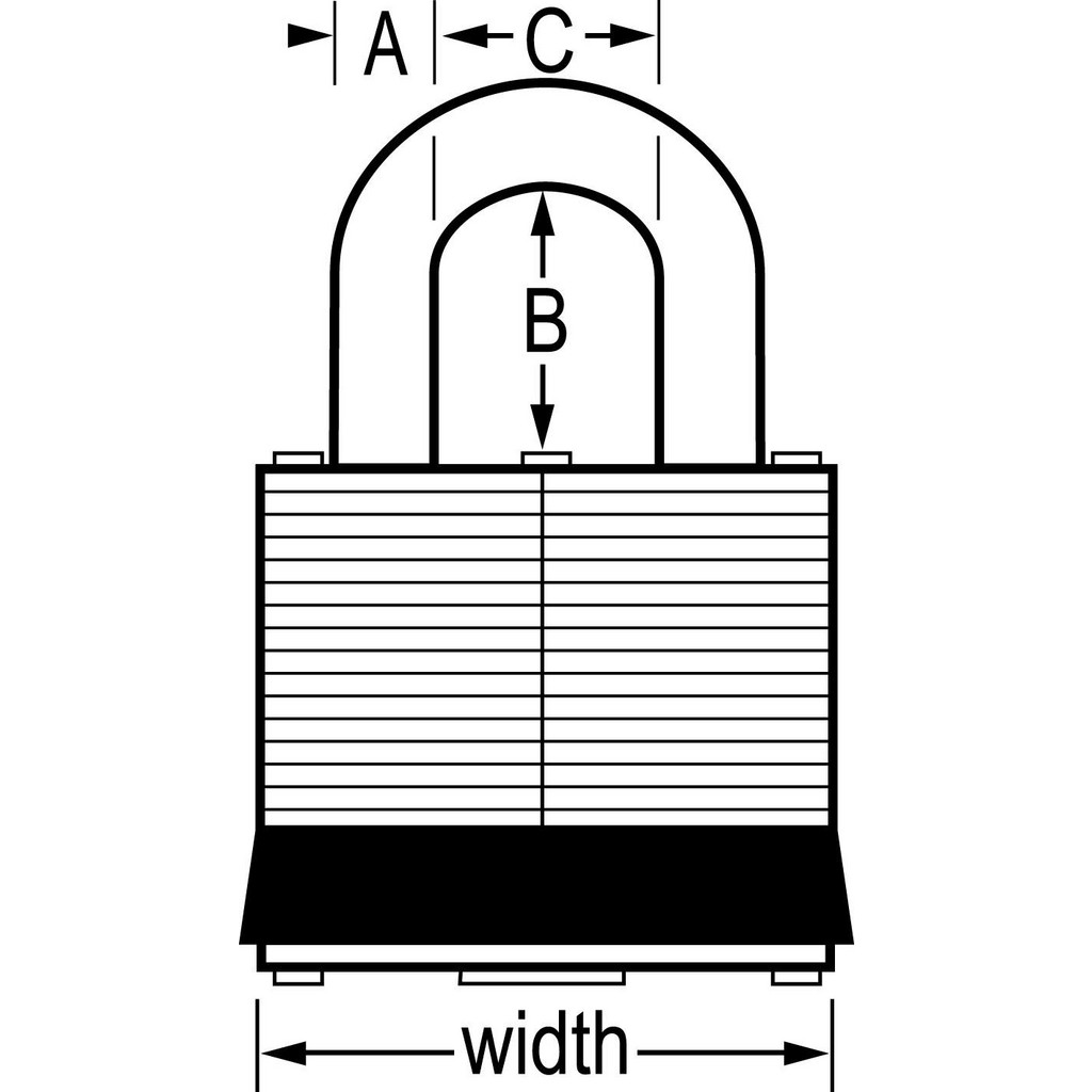 Rectangular Master Lock Master Lock - Padlock: Laminated Steel, Keyed Alike, 1-1/8