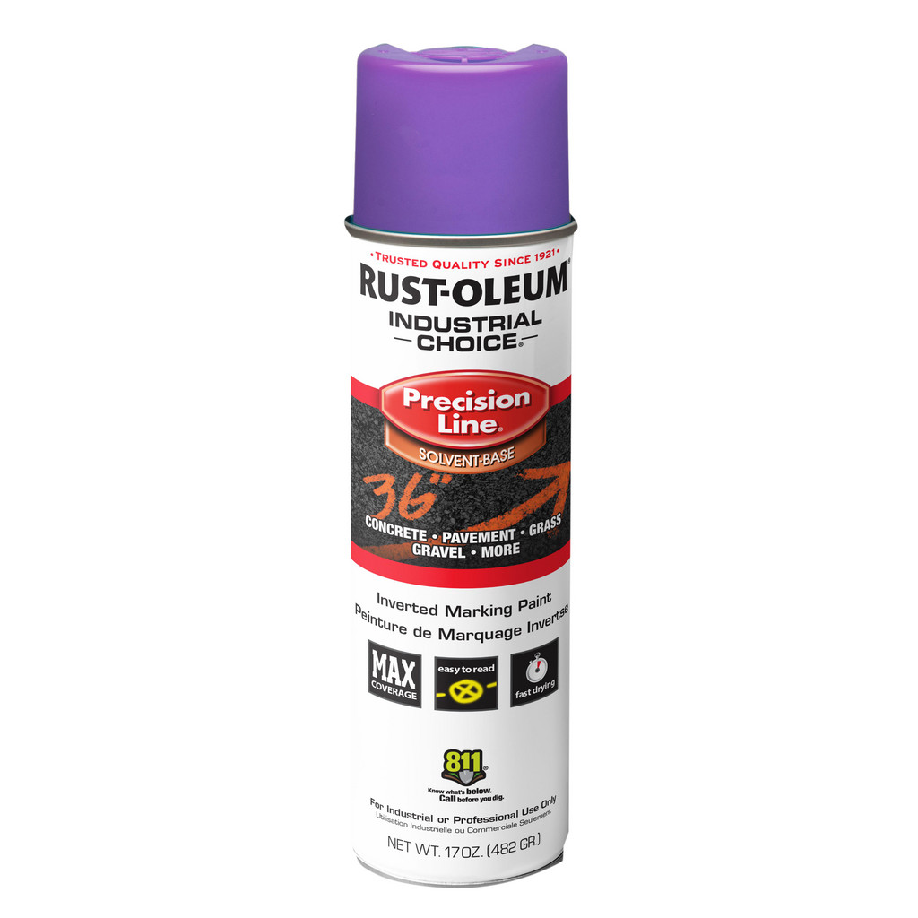 Rust-Oleum | Industrial Choice™ Industrial Choice M1600 Inverted Marking Spray Paint, Fluorescent Purple, 17 oz - 600' to 700' Coverage at 1" Wide